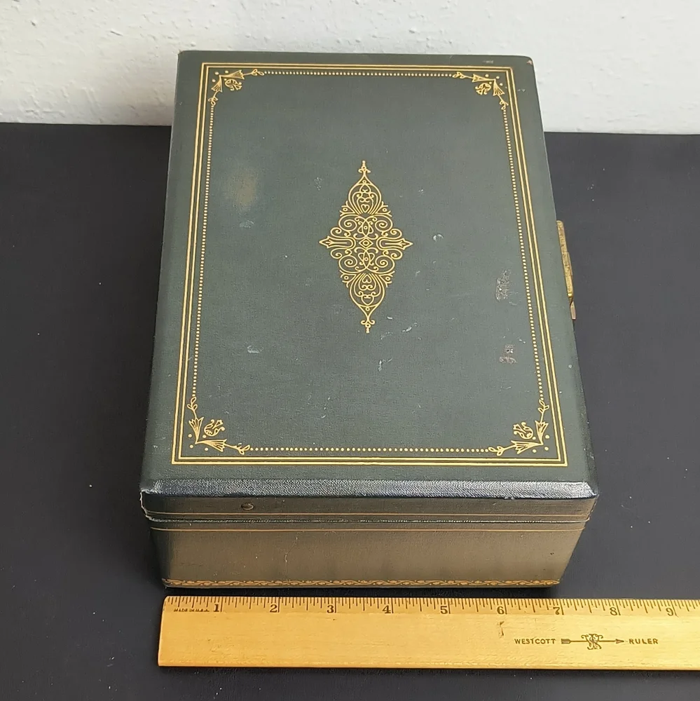 THORENS 1960' VTG Always Made In Switzerland Music Jewelry Box W/Velvet Green